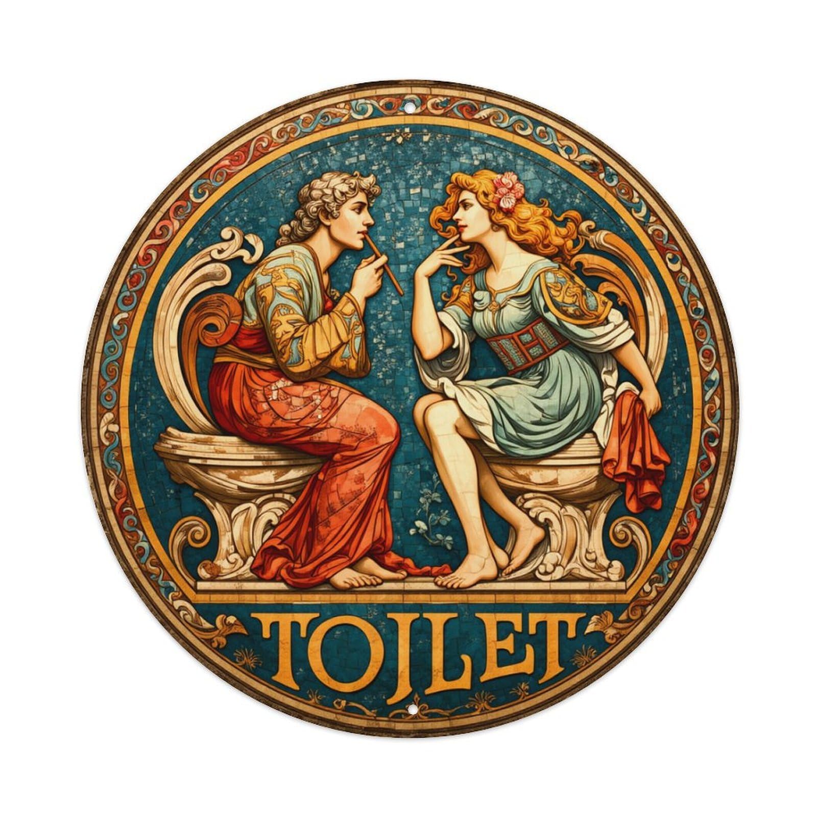 Classical Figures On Throne Round Tin Sign Retro Metal Sign for Cafe Bar Pub Home Game Room Gym Club Wall Decoration Vintage Metal Poster 8x8 Inch