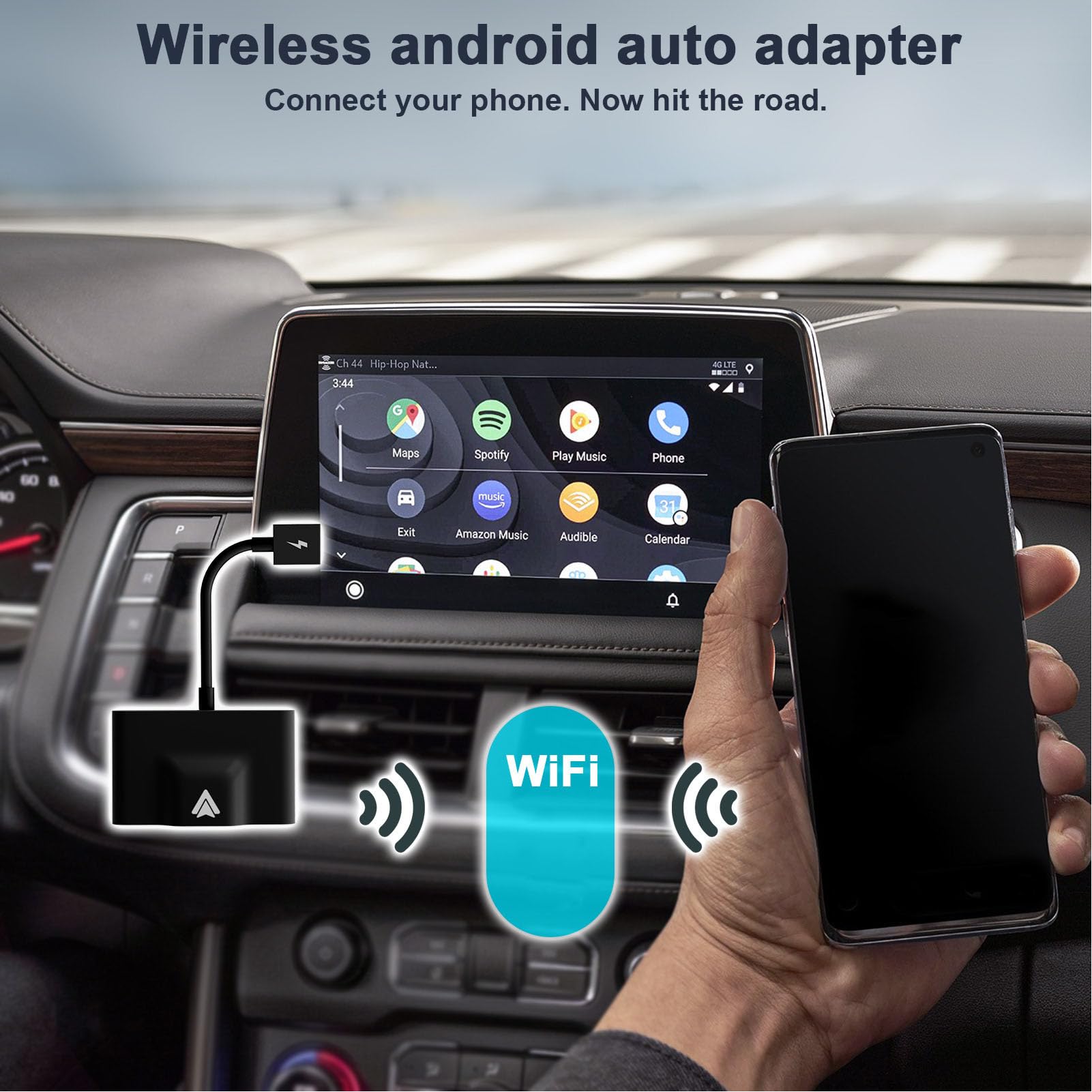 Zunate Adattatore Wireless per Auto Tipo C |Connessione Rapida Plug and Play con Adattatore USB per Auto 11+ (BLACK)