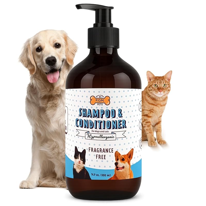 Shampoo e Condicionador 2 em 1 para Cães e Gatos P.O.M. PETS sem Fragrância 507 mL