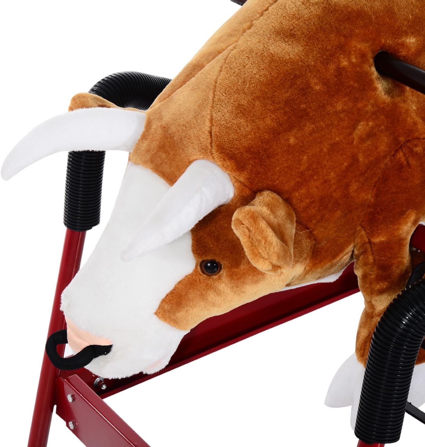 Qaba Kids Spring Rocking Horse Rodeo Bull Style with Realistic Sounds for Children Over 3 Years Old