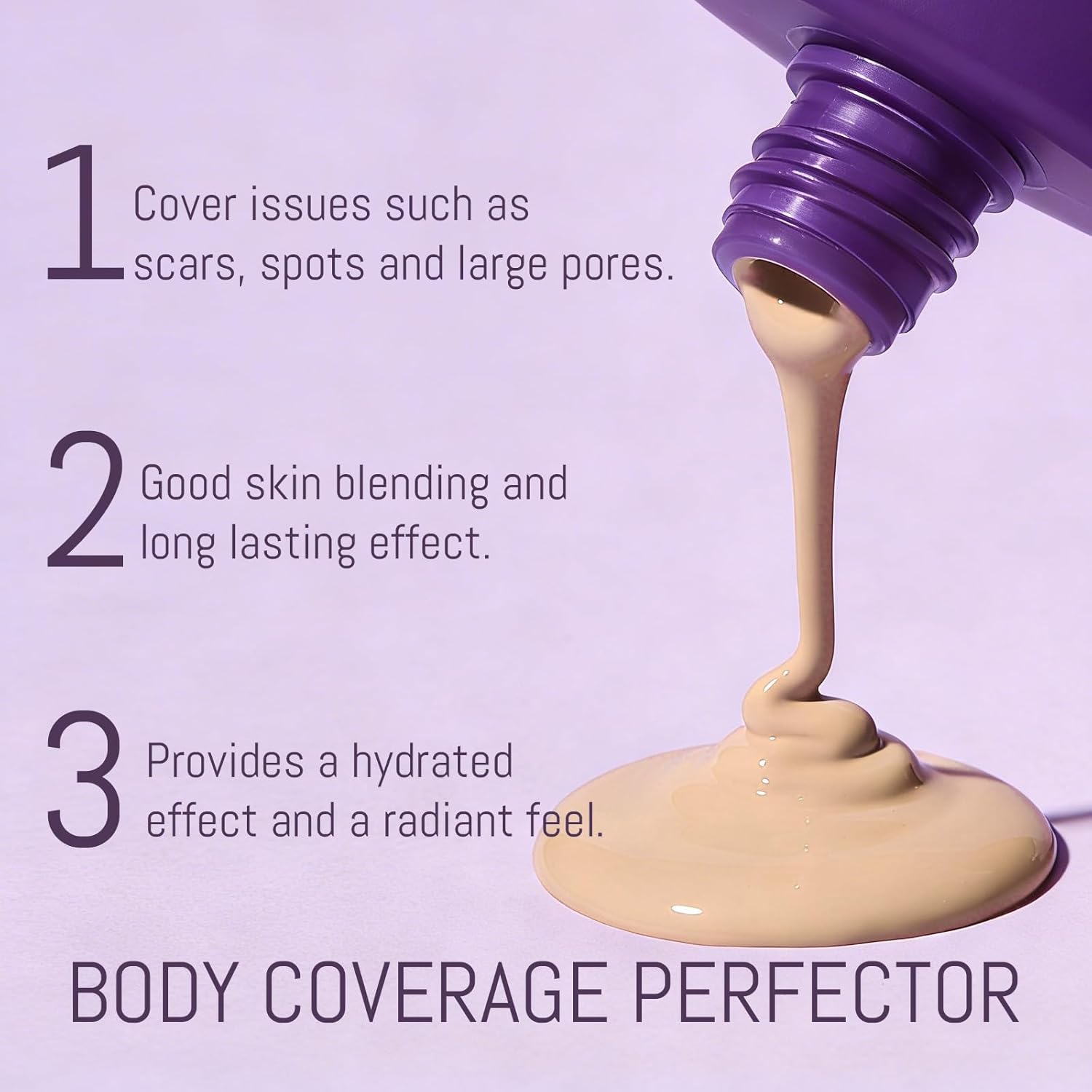 Body Coverage Perfector - Waterproof Body Makeup with Brush & Marshmallow Puff - No Transfer, Full Coverage for Tattoos, Scars, Veins (2.0oz Natural Beige) - Image 5