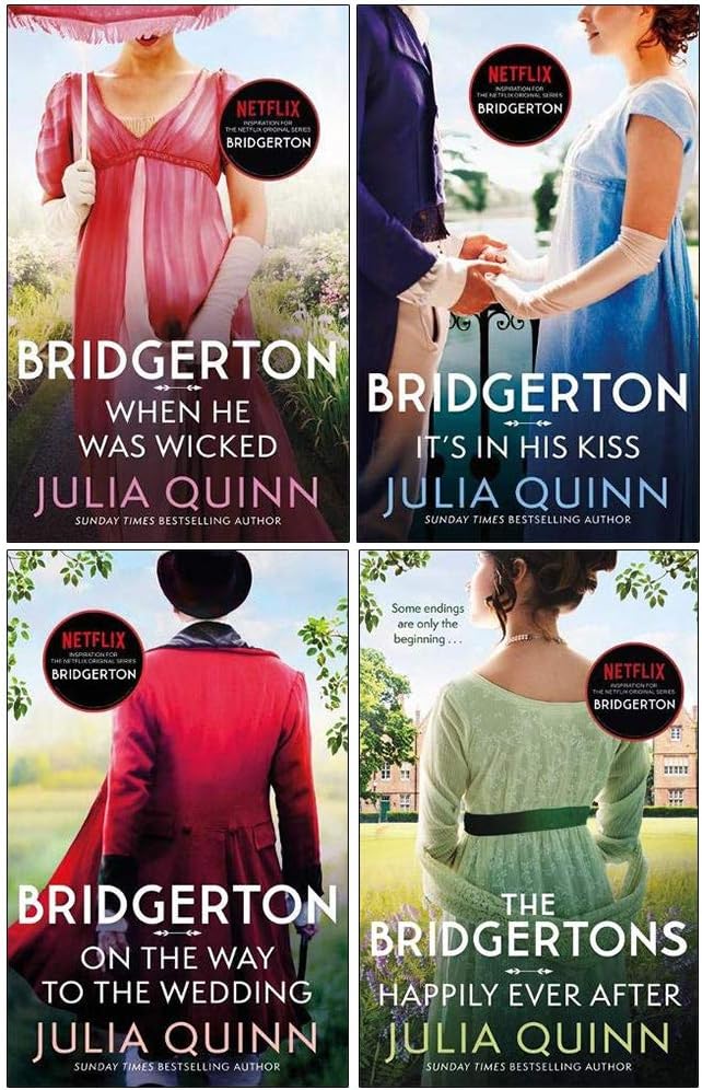 Julia Quinn Bridgerton Family Series 6-9: 4 Collection Books Set (When He Was Wicked, It's In His Kiss, On The Way To The Wedding, The Bridgertons: Happily Ever After)