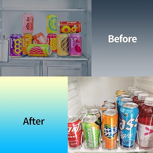 Miniatura 3 de Dispensador de latas de soda para refrigerador, organizador de bebidas autoempujable para refrigerador, ancho ajustable, dispensador de botellas de