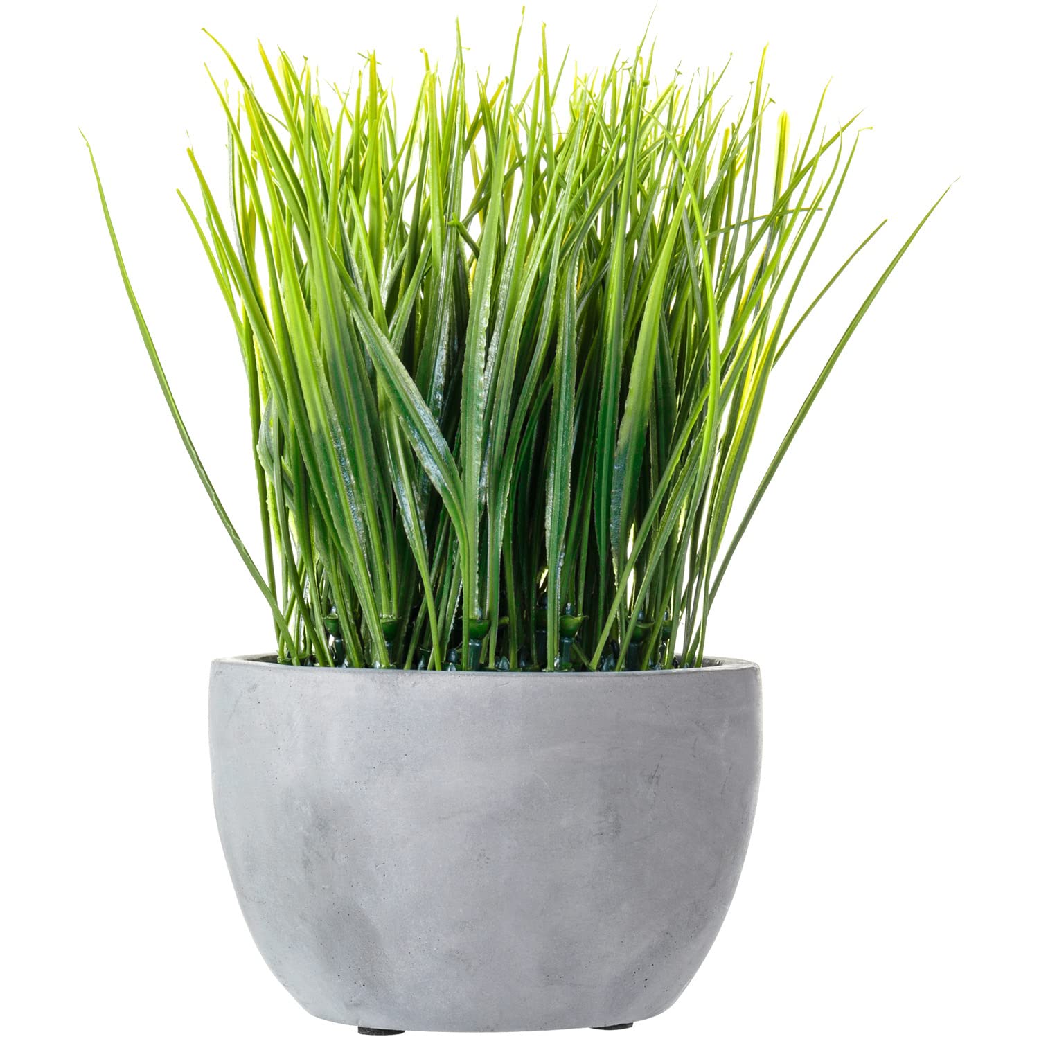 Buy MyGift Small Tabletop Artificial Faux Grass Plant in Cement Gray