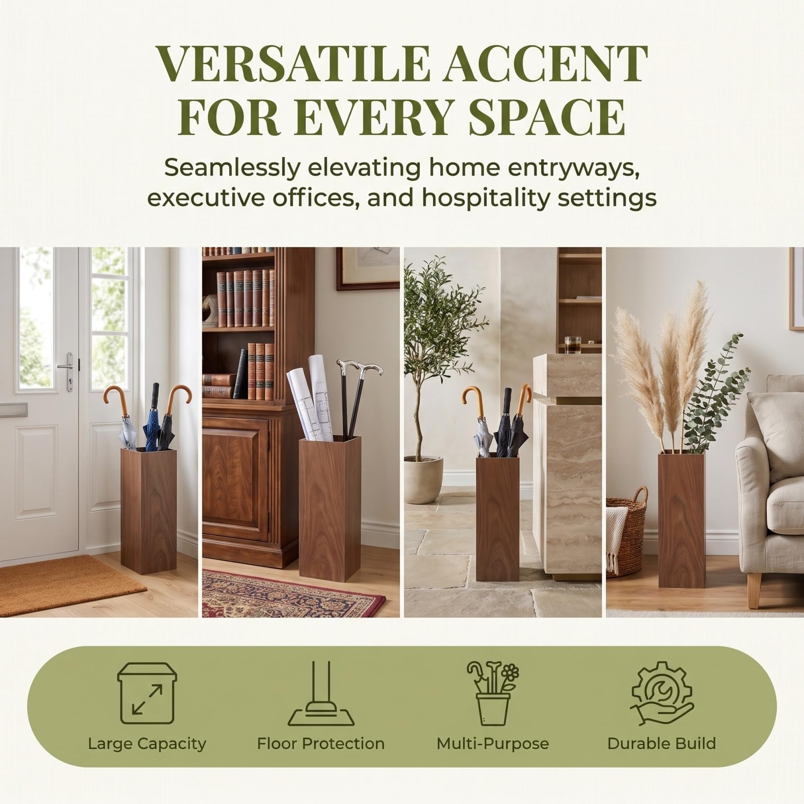 TOPBATHY Support de Rangement pour Parapluie - Vases à Fleurs en Bois - Support de Rangement Pliable - Support de Parapluie Durable - Décoration intérieure - Support en Bois et Plastique