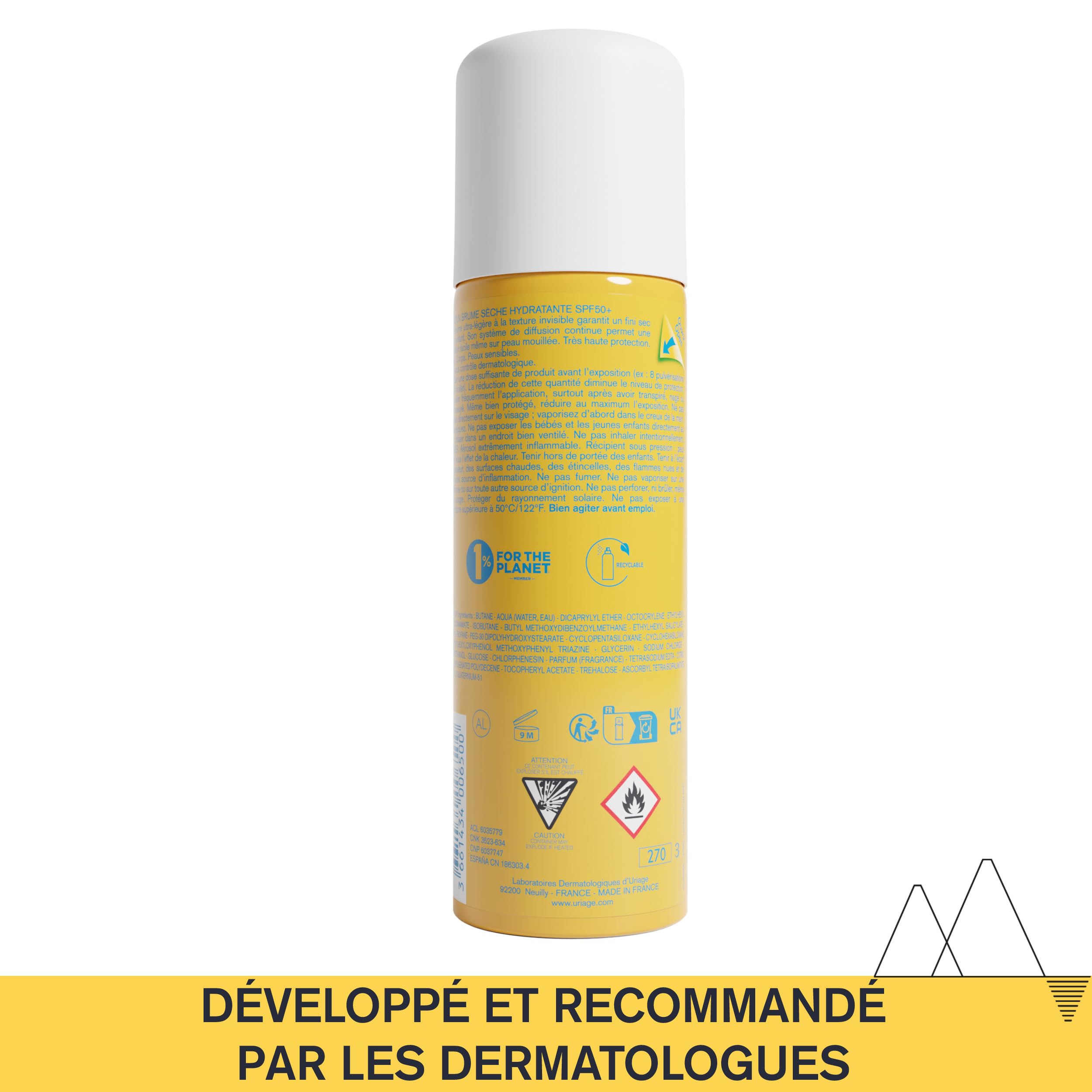 Uriage Bariesun Brume Solaire Sèche Hydratante SPF50+ - Haute Protection UVA/UVB & Lumière Bleue - Spray Corps Facile à Appliquer - Résistant à l'Eau - Effet Léger, Frais - Peaux Sensibles - 200ml