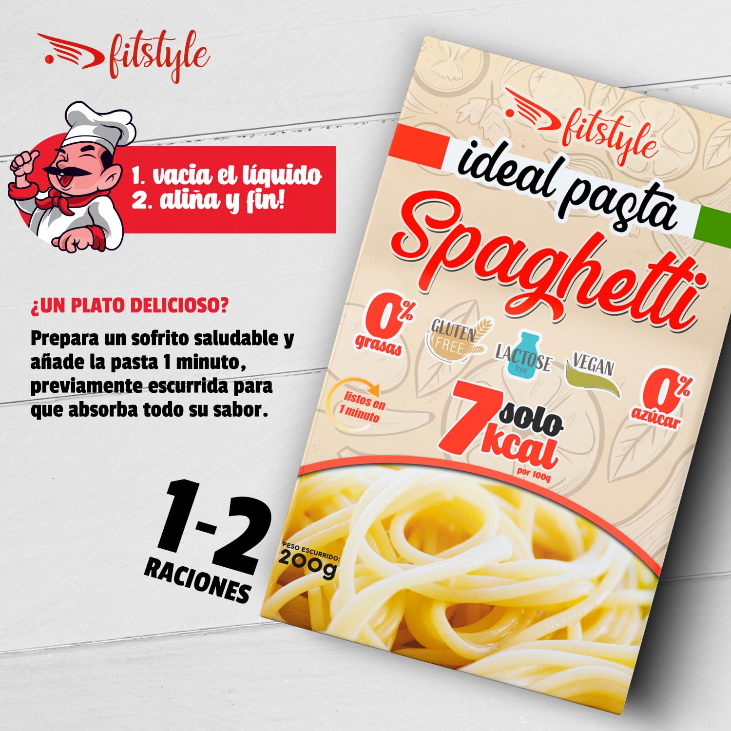 (x6) Pasta Konjac FITstyle | Konjac | Sin calorías | Saciante | Escurrir, aliñar y listo (6 x Spaghetti) — view 5