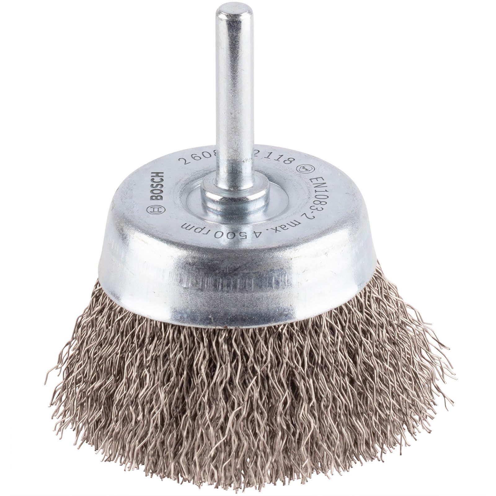 Bosch 1x PRO Stainless Steel Longlife Cup Brush, Crimped Wire for 6 mm Cylindrical Shank and Drill (for Steel, Stainless steel, Ø 60 mm, Professional Accessory Rotary Drill/Drivers)