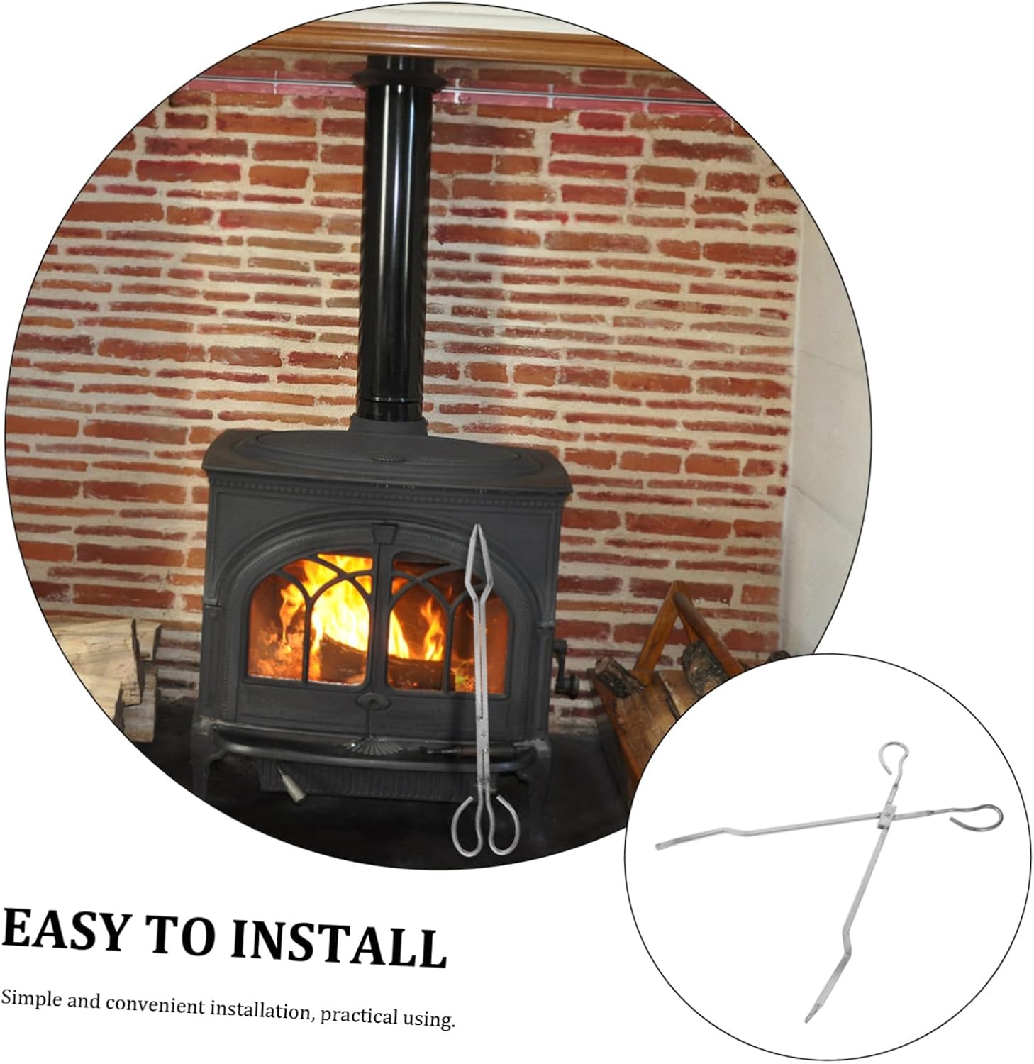 Stainless Steel Fireplace Tongs Xmas Heavy Duty Firewood Grabber