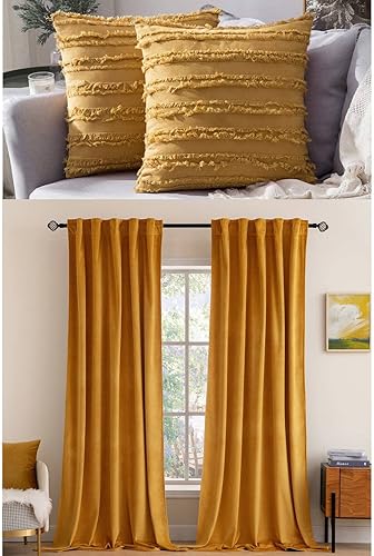 Miniatura 1 de MIULEE Juego de 2 fundas de almohada decorativas bohemias de lino a rayas jacquard patrón fundas de cojín para sofá dormitorio 18 x 18 pulgadas