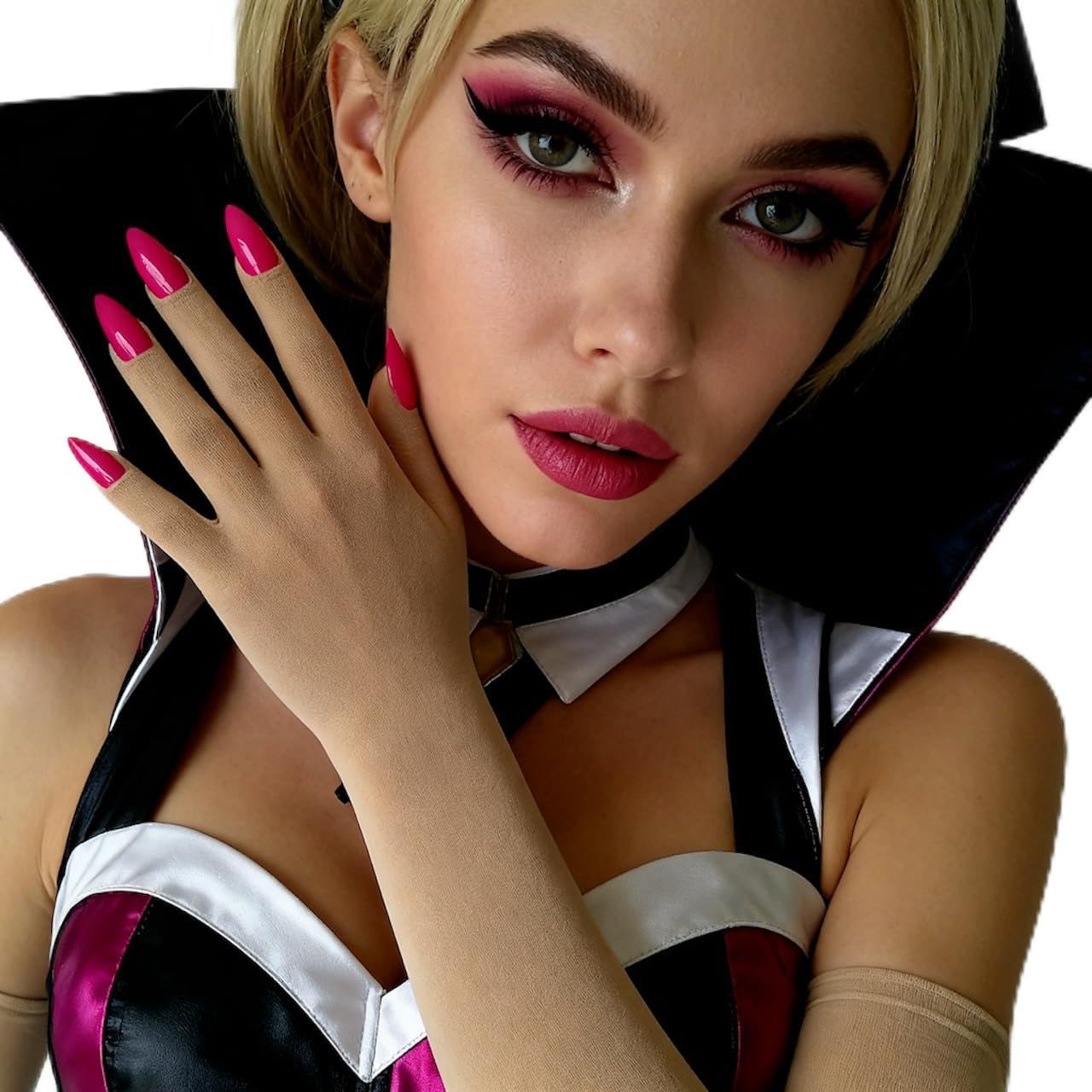 Generisch Ultra Thin Breathable Split Five Finger Gloves Sheer Stocking Fabric Transparent Opera Length for Cosplay, Nail Art Display and Photography, MEIHONG-DJ-FUSI, Einheitsgröße