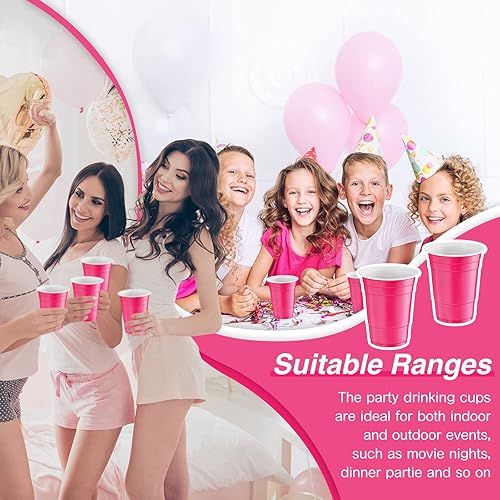 Miniatura 6 de Lounsweer Paquete de 100 vasos de plástico de graduación de 16 onzas resistentes vasos desechables para fiestas, vasos de agua para bebidas de