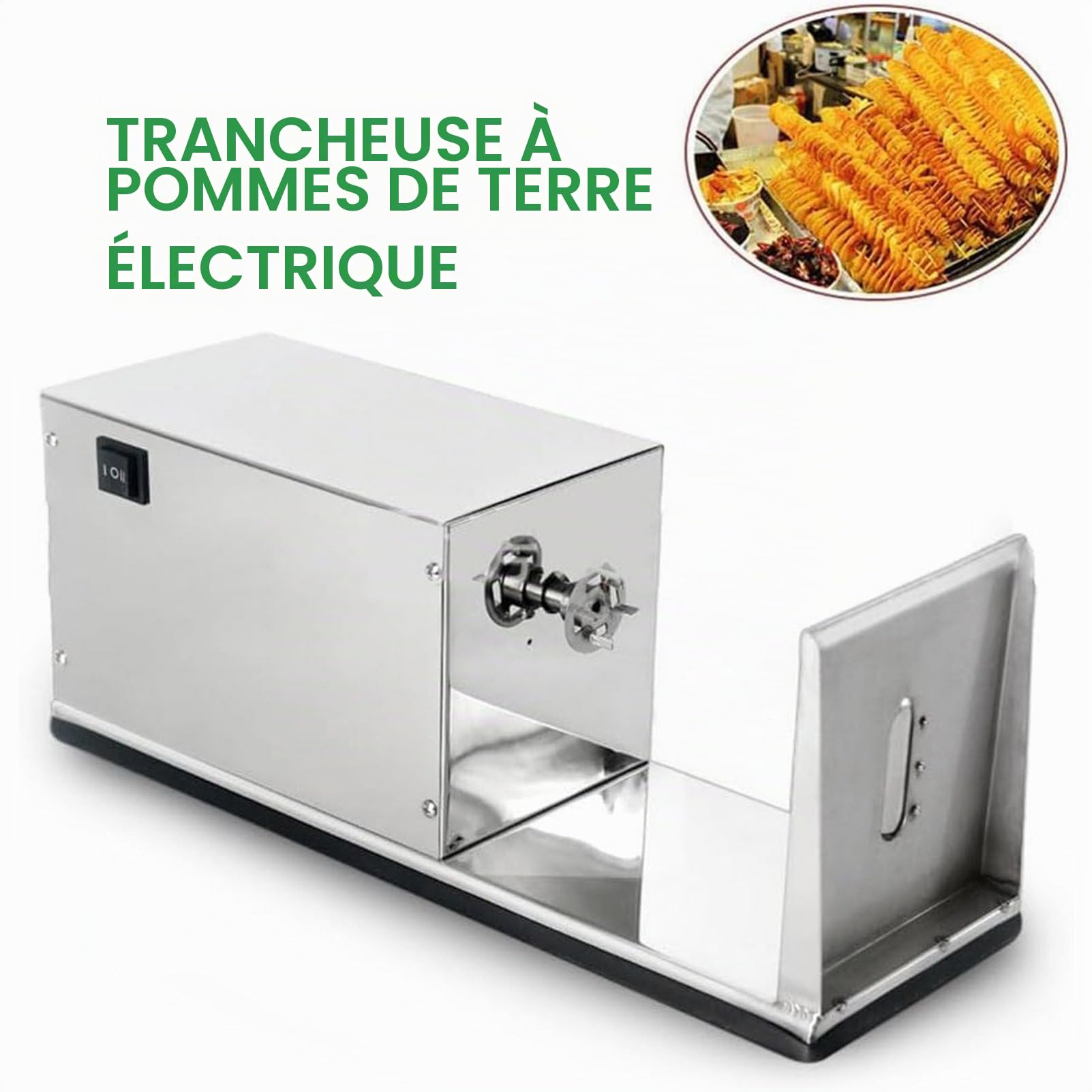 RayGenius Trancheur De Pommes De Terre Électrique en Spirale - Acier Inoxydable