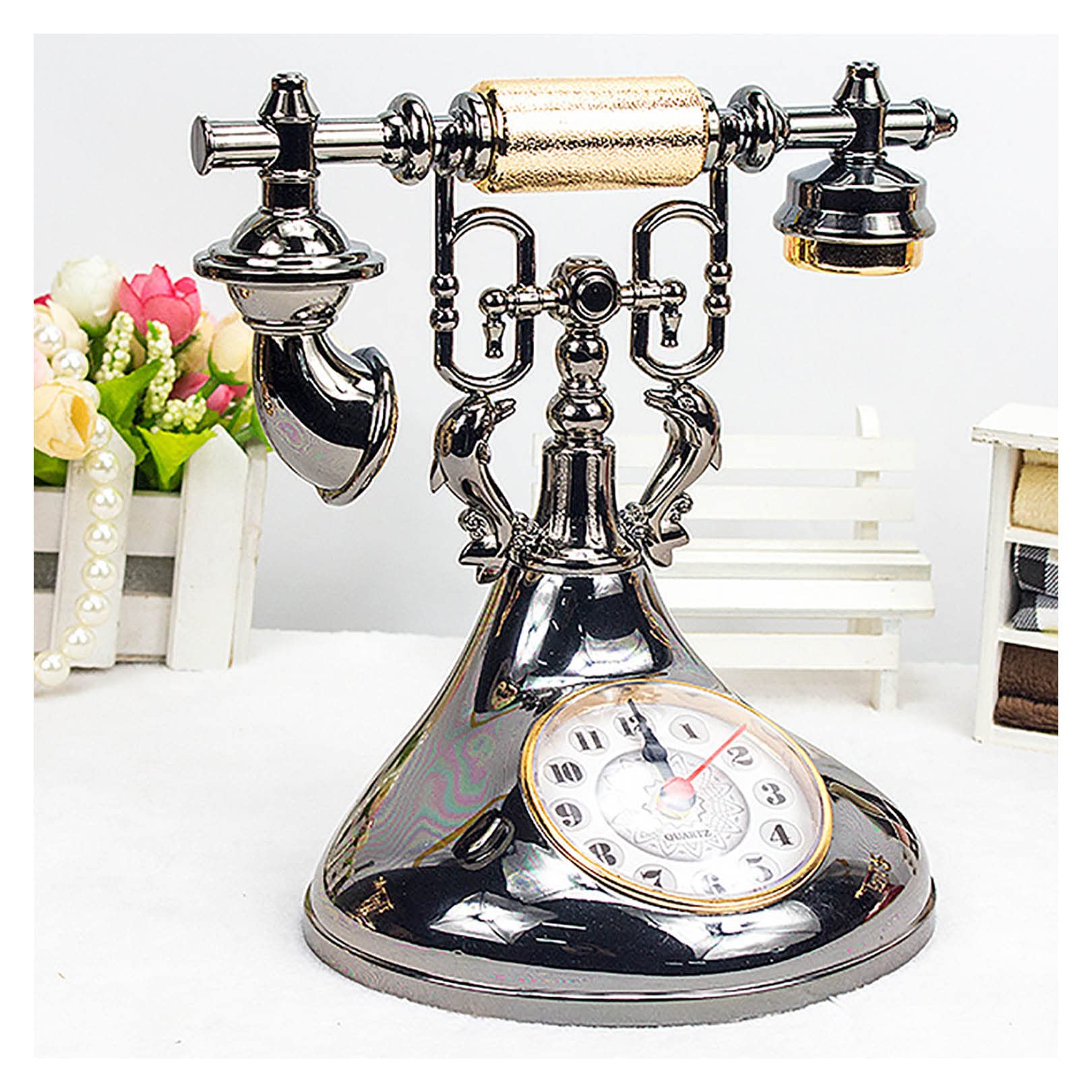 Téléphone rétro vintage en résine pour décoration de bureau et étagère de maison