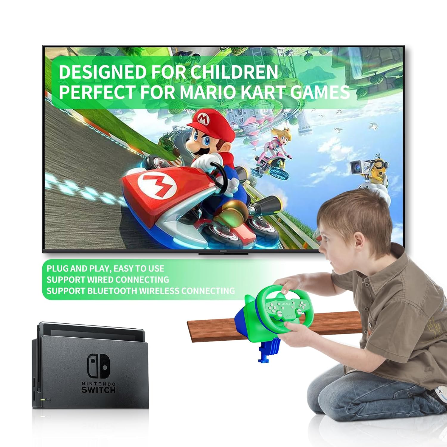 DOYO Wireless Gaming Racing Wheel, Bluetooth Mobile Steering Wheel for PC, Tablets,Android Phones, iPhones, ios Phones, PS4, PS3 and Nintendo Switch