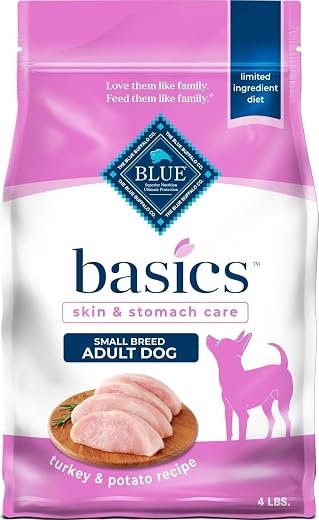 Blue Buffalo Basics Skin & Stomach Care, Natural Adult Small Breed Dry Dog Food, Turkey & Potato 4-lb