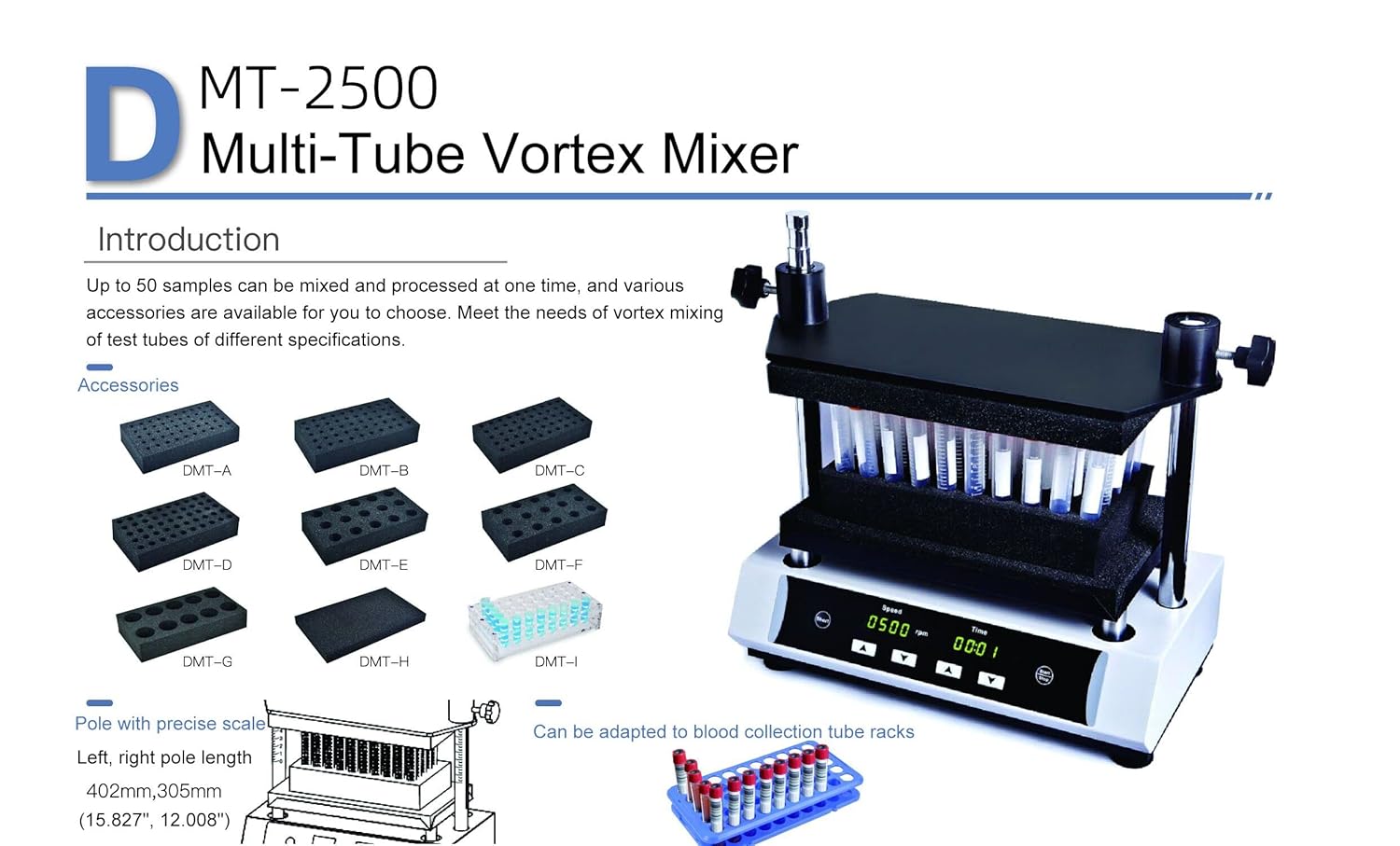 Huanyu DMT-2500 Lab Digital Multi-Tube Vortexer Mixer 500-2500rpm