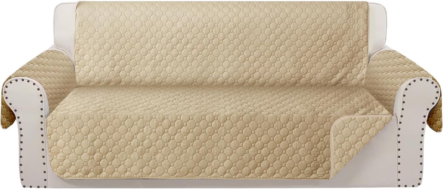 Waterproof Sofa Cover Non-Slip Couch Cover for 3 Cushion Cover Furniture Protector for Dogs Pets Washable Couch Cover Protector Sofa Slipcovers(Oversized Sofa, Beige)