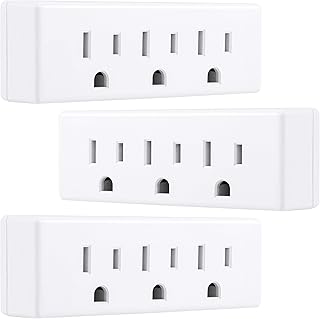 GE 3-Outlet Extender Wall Tap, 3 Pack, Grounded Adapter Plug, Indoor Rated, 3-Prong, Perfect for Travel, UL Listed, White,...