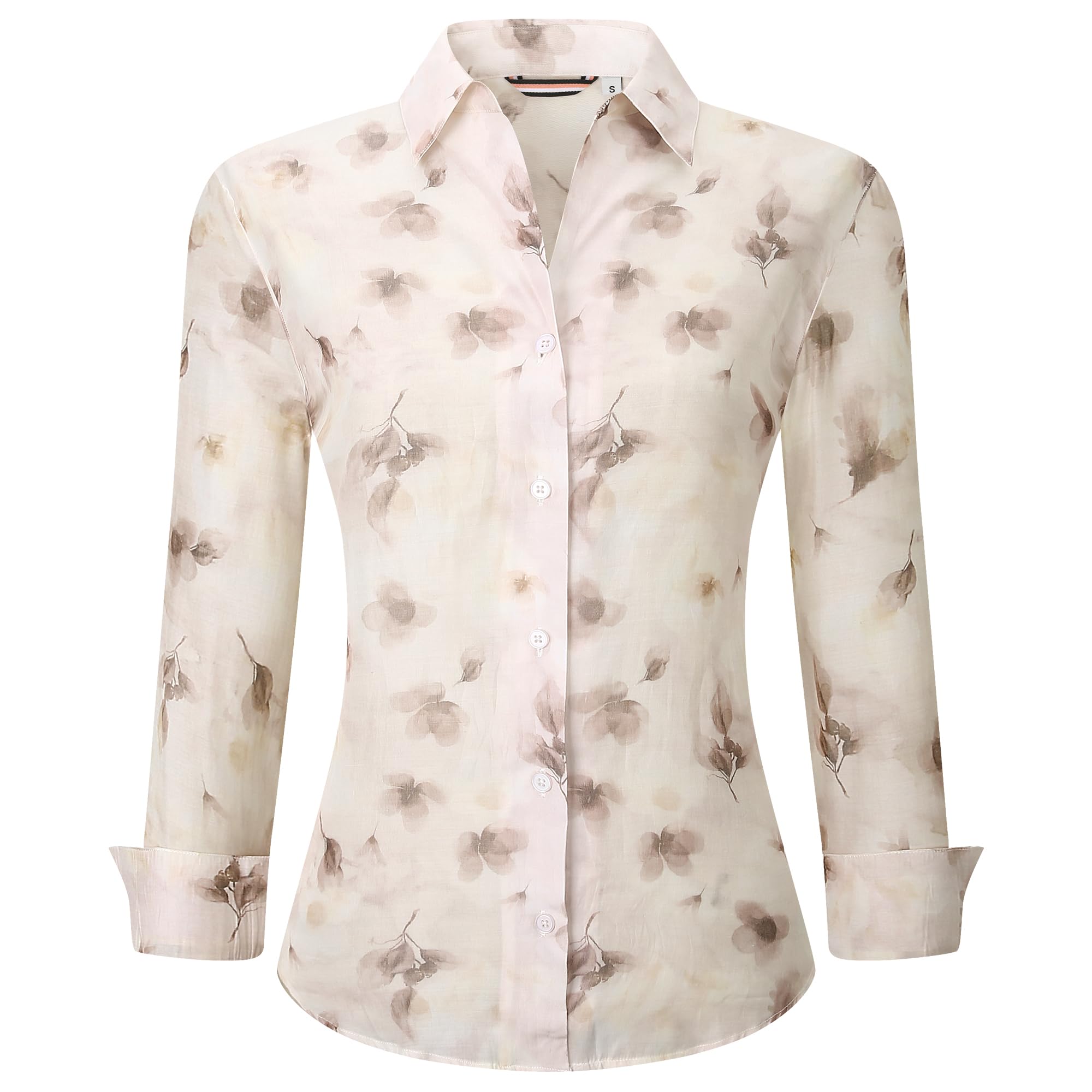 Esabel.C Womens Dress Shirts Cotton Long Sleeve Regular Fit Stretch Button Down Blouse