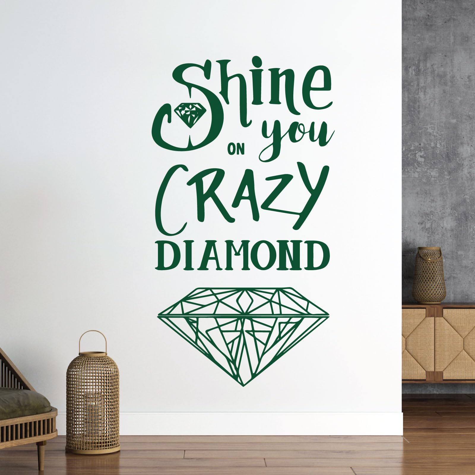 Shine on You Crazy Diamond - Lyrics Wall Quote, Wall Art Sticker [Large] [Forest]