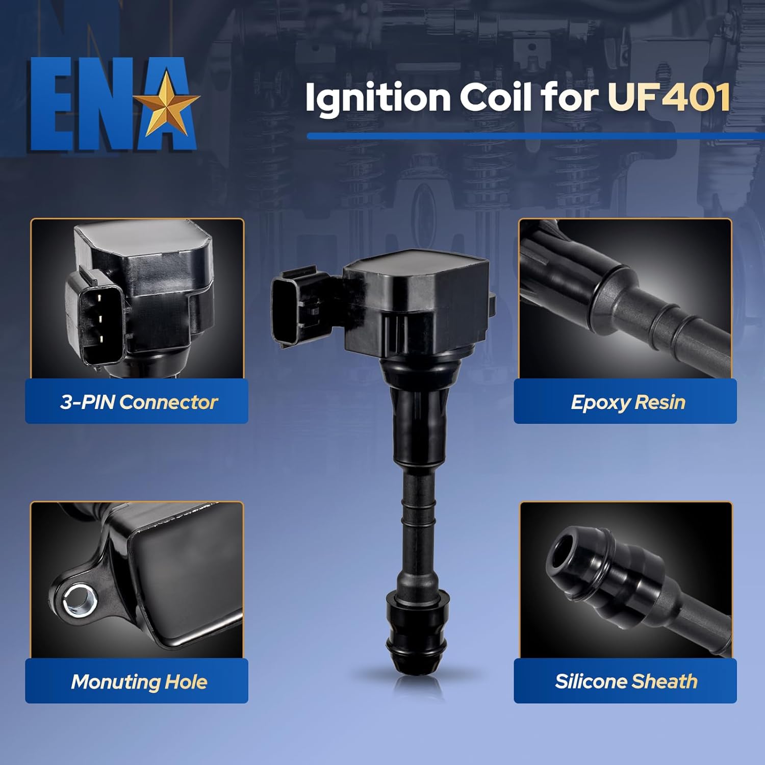 ENA Set of 6 Ignition Coil Pack 2003 2004 2005 2006 2007 2008 3.5L V6 Compatible with Nissan Infiniti FX35 M35 G35 350Z Coils for UF401 22448AL61C 61058649 1788317 6734025 IGC0007