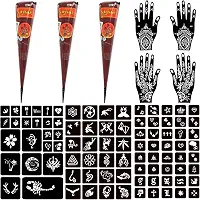Moricher Kits de tatuagem temporária, 3 cones de tatuagem de henna, 101 estêncis, marcadores semipermanentes, gel jagua, para mulheres, homens, crianças, faça você mesmo, pintura artística, presentes