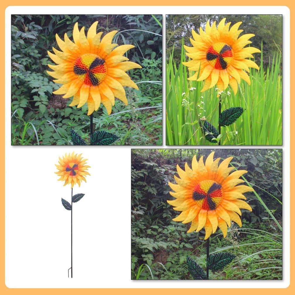 Yardwe Sunflower Windmill Garden Decor Floral for Outdoor Spaces Design for Patios and Backyards Unique Ornaments for Home and Garden