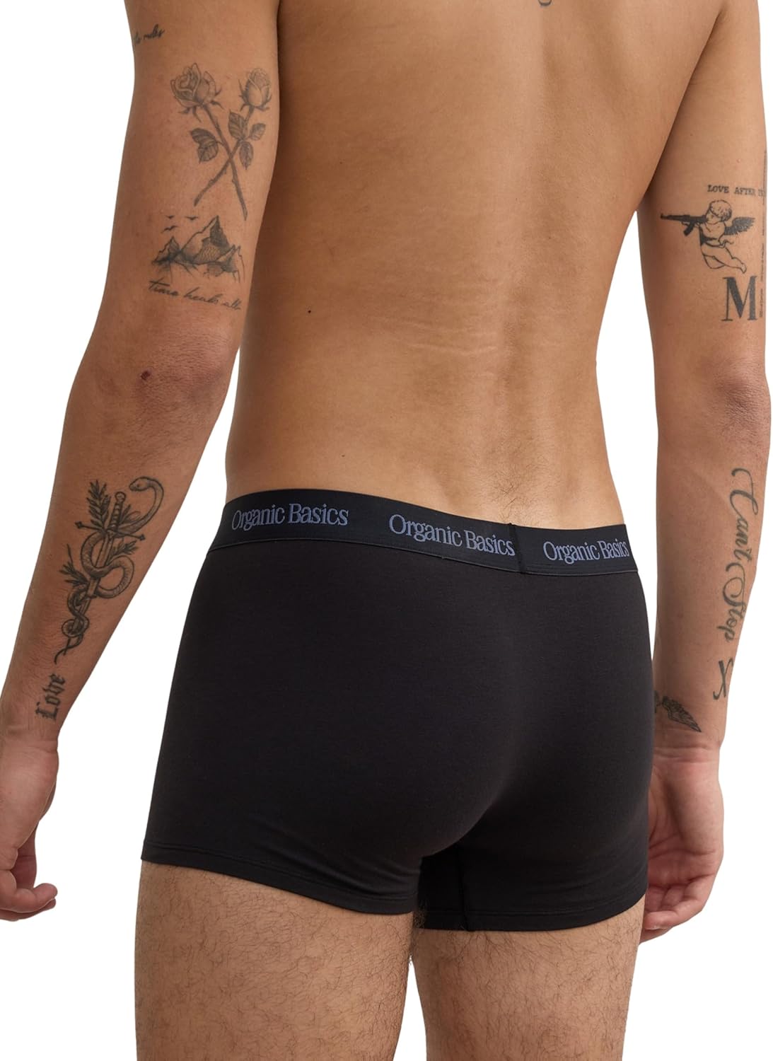 Organic Basics Men's Core 3" Organic Cotton Boxer Trunk Underwear 3-Pack, Black/Stone Blue, Medium - Image 4
