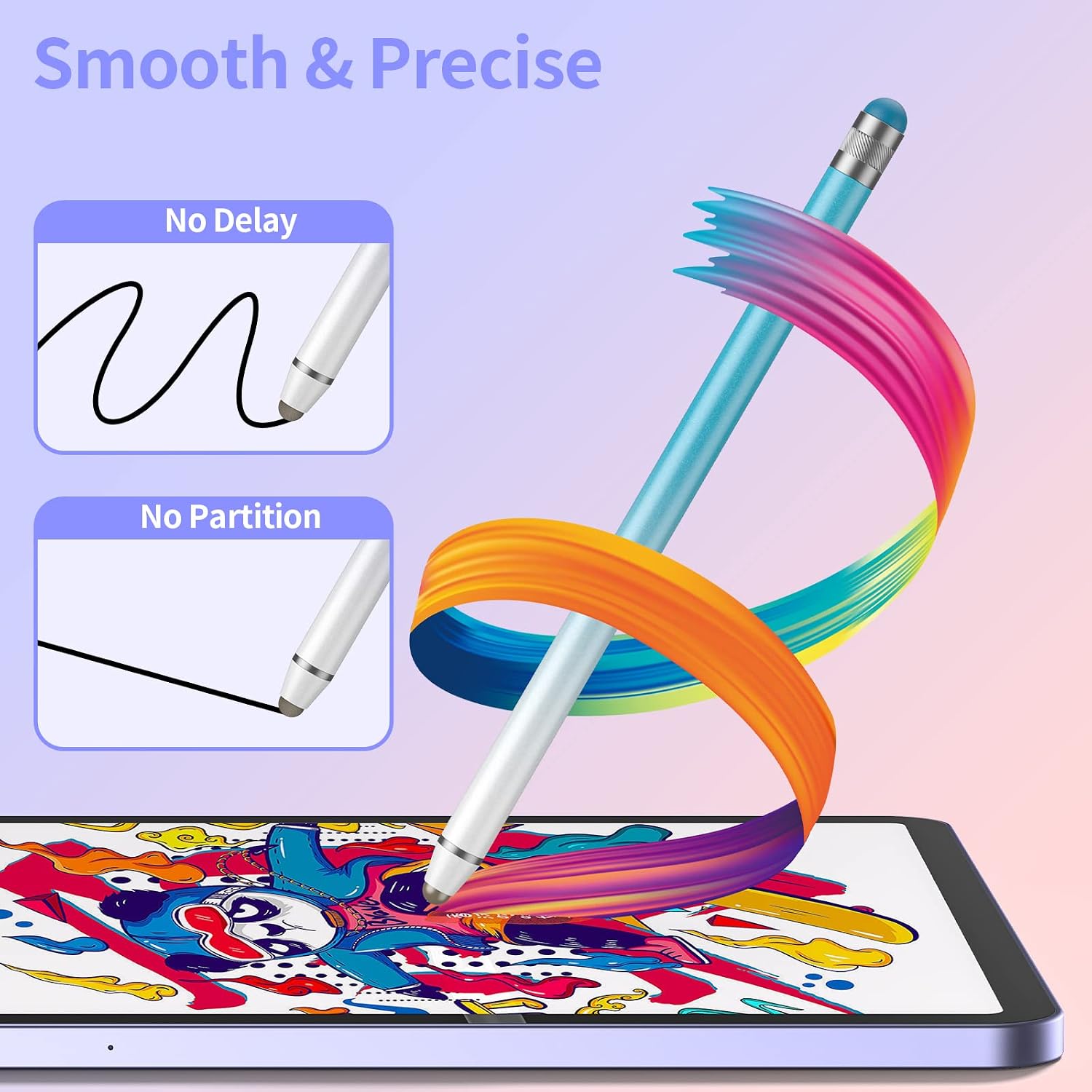 Stylus Pens for Touch Screens, 2 in 1 Universal Stylus Pen for iPad,Compatible with All Touch Screen Devices (White Blue/White Pink)