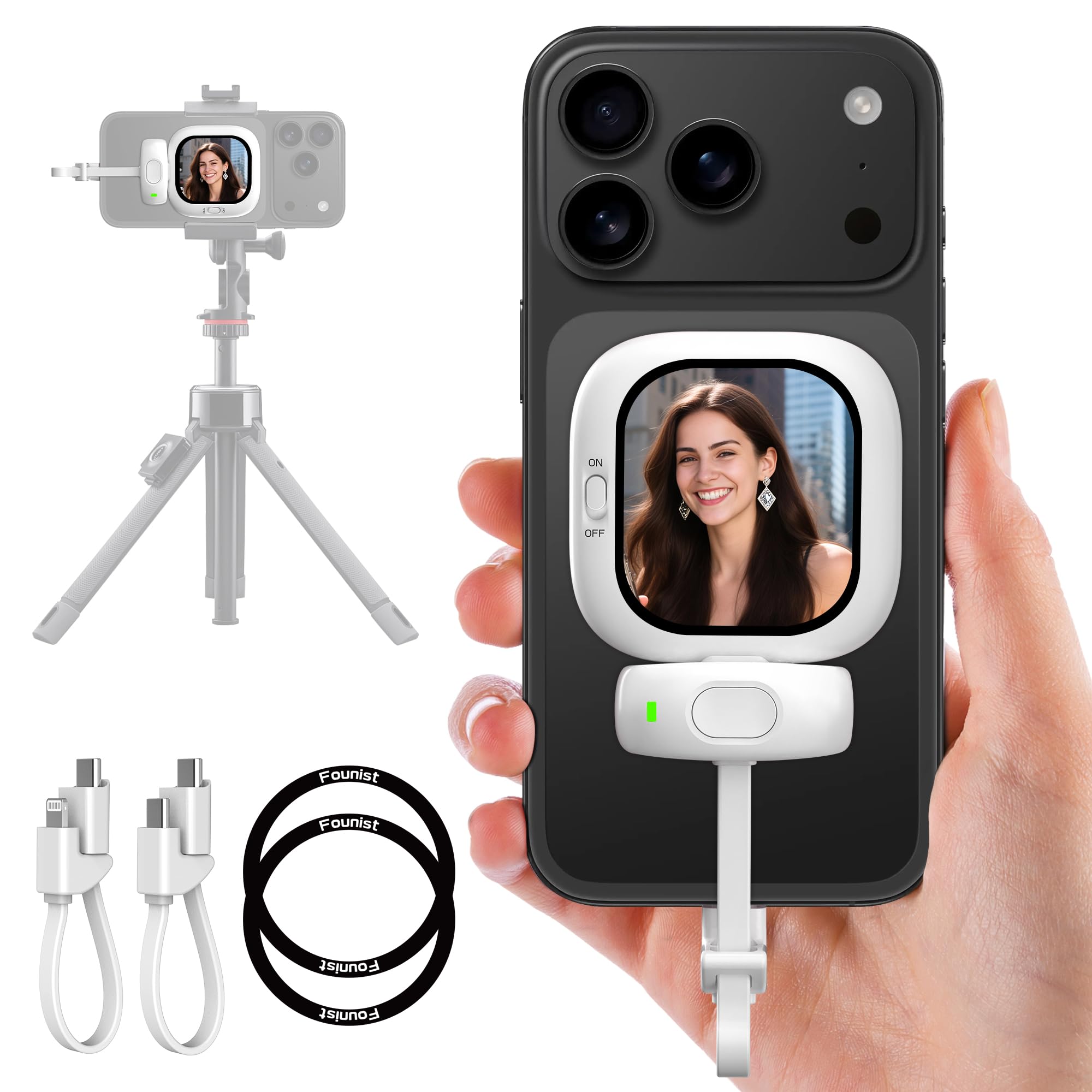 【新品未開封】Founist Vlogmate mini iPhone用モニター Amazon | Vlogmate Mini Phone用自撮りモニター,自撮りスクリーン 超薄