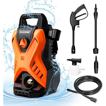 Paxcess Portable Pressure Car Washer, Electric Power Washer Machine with Adjustable Spray Nozzle Foam Cannon for Driveways, Patios and Washing Vehicles