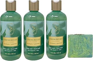Bath & Body Works Aromatherapy Stress Relief Eucalyptus Spearmint - 3 Body Wash + Foam Bath - with a Fresh Forest Bar Soap