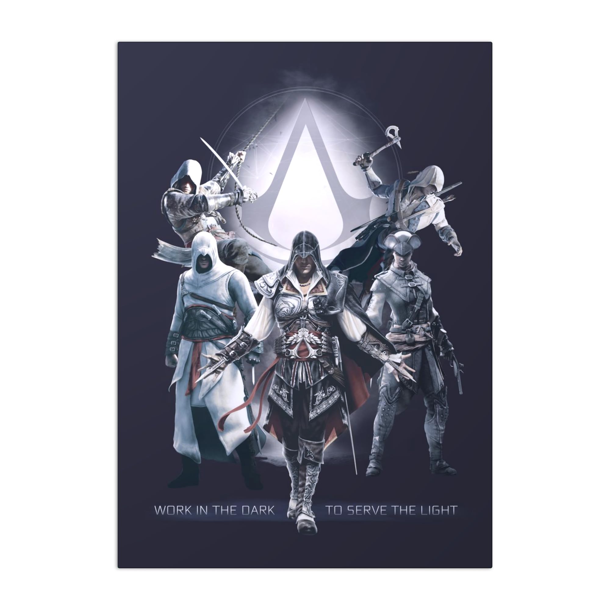 Displate - Poster aus Metall - Einfache Montage ohne Bohren - Assassin's Creed - AC Legacy Posters - Work in the Dark - Größe M - 32 x 45 cm Matt