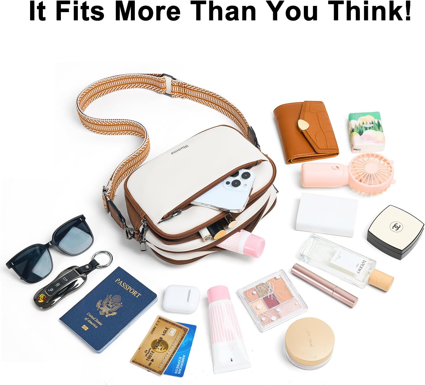 Bluome 4 Zips Crossbody Bags Purses Handbags For Women Small Pu Leather Shoulder Cross Body Travel Bag For Woman Guitar Strap - Image 4