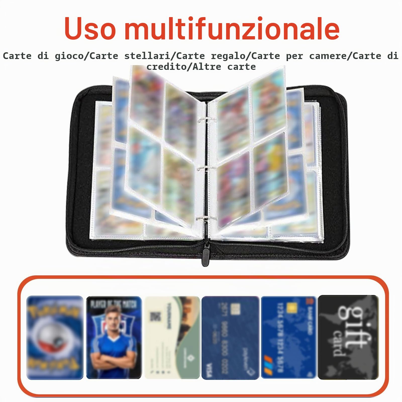 Album per collezionisti, 400 tasche, album da 50 pagine, album per carte da collezione, raccoglitore impermeabile in PU con cerniera, per ragazzi, ragazze e collezionisti (400)