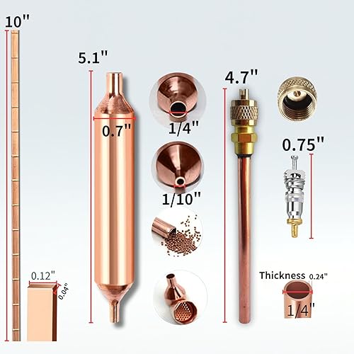 Miniatura 9 de Secador de filtro para refrigerador con válvula de accesoservicio, varilla de soldadura de cobre fosforado, kit de herramientas 3 en 1 Hvac 14 "para