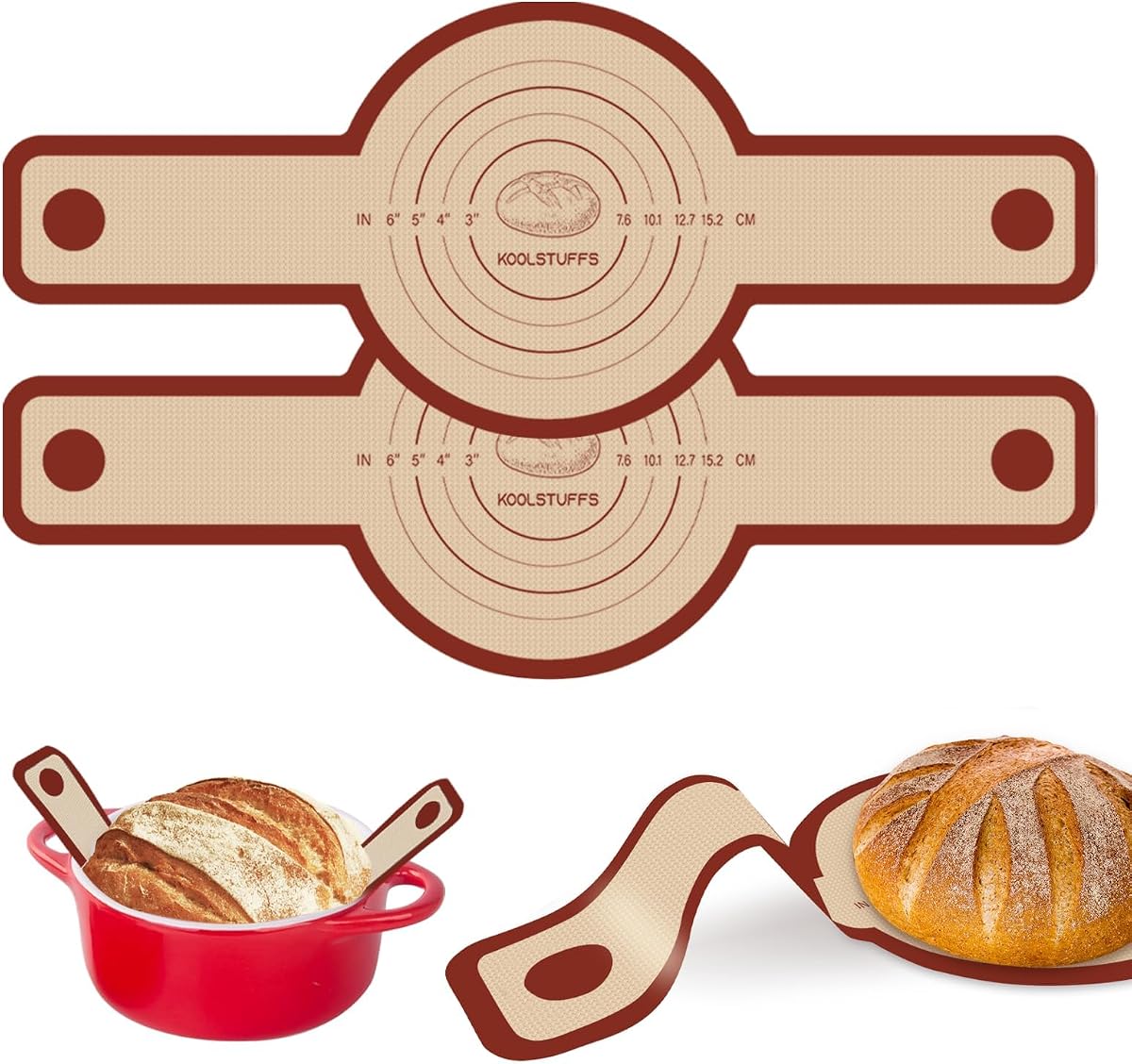 2 PCS Silicone Bread Sling for Dutch Oven Red
