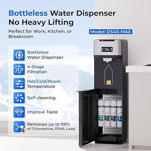Miniatura 2 de iSpring Dispensador de enfriador de agua sin botella con filtración de 4 etapas, probado por SGS 99% de PFAS, plomo, eliminación de cloramina,