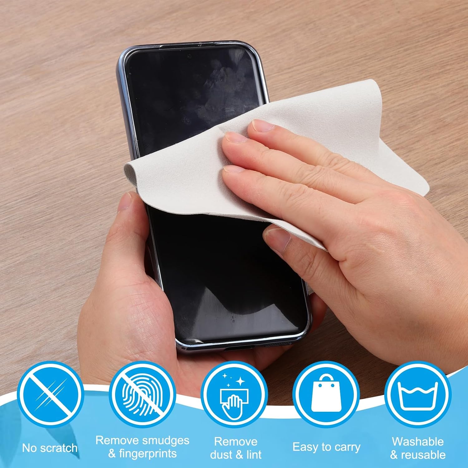PATIKIL Glasses Cleaning Cloth 5" x 5", 5 Pcs Microfiber Eyeglasses Polishing Cloth Soft Wipe Screen for Camera Lens Eyeglasses Screens Smart Devices, Gray image 5