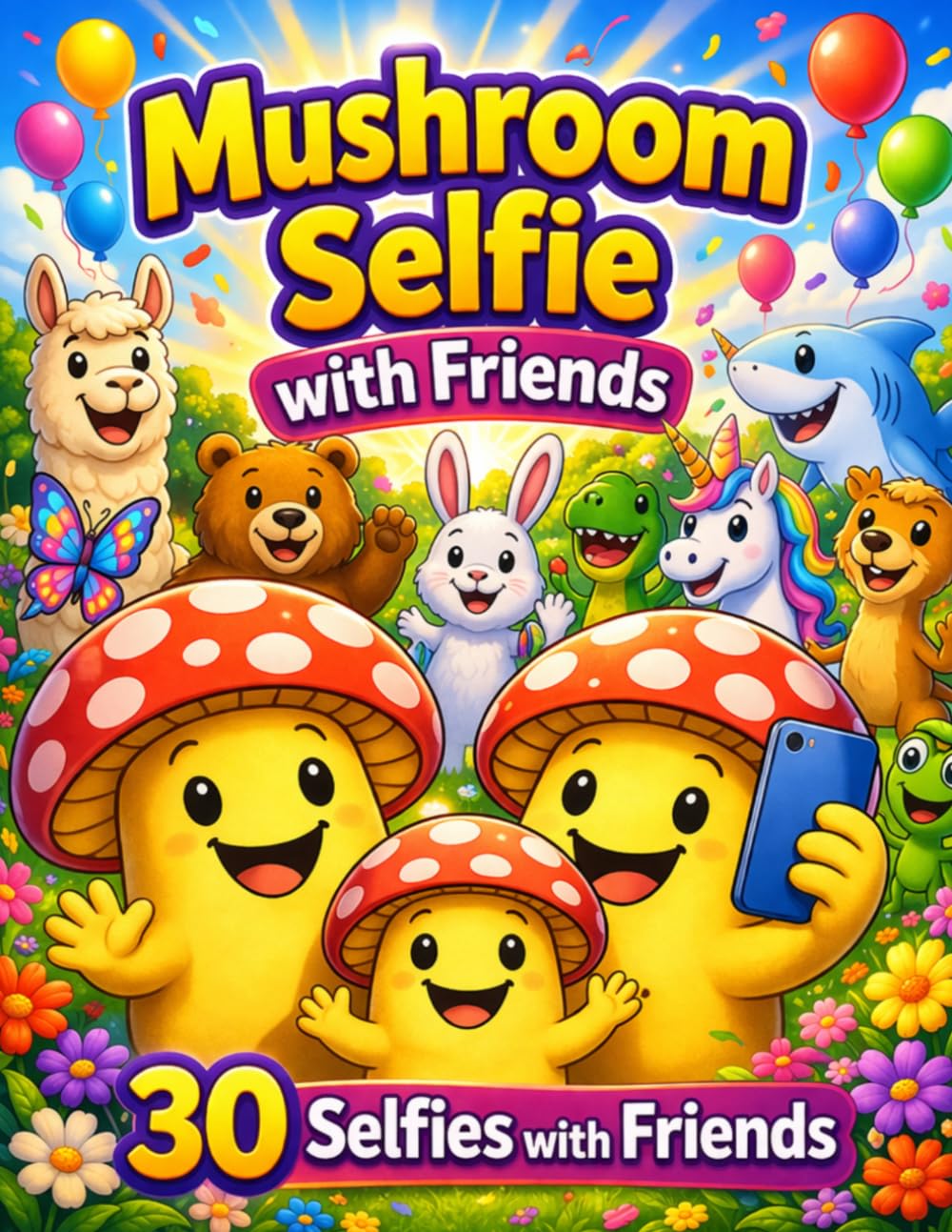 Mushroom Selfie with Friends: A Fun Coloring Book Gift for Kids Ages 8-12 with Cute Animal Friends and Silly Selfie Adventures