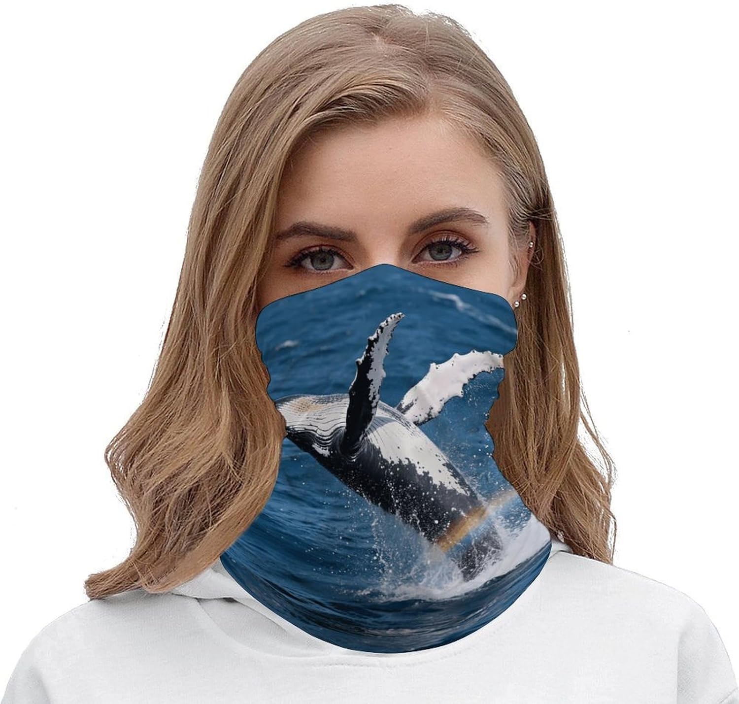 Sun UV Protection Neck Gaiter Upf 50+ Balaclava Ski Humpback Whale Breach Face Mask Summer Face Cover Scarf Breathable Bandana for Fishing Hunting Kayaking Hiking Cycling Outdoor Activities
