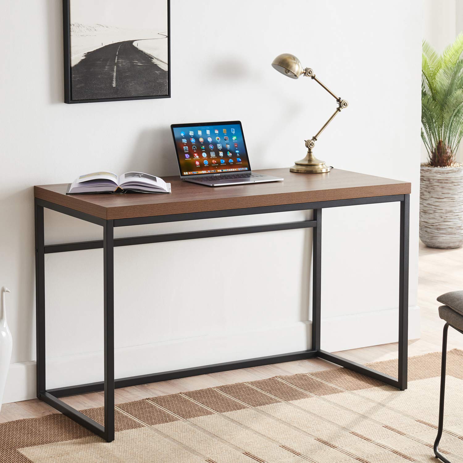 Buy CENSI 47 Inch Walnut Writing Computer Desk, Modern Wood and Metal