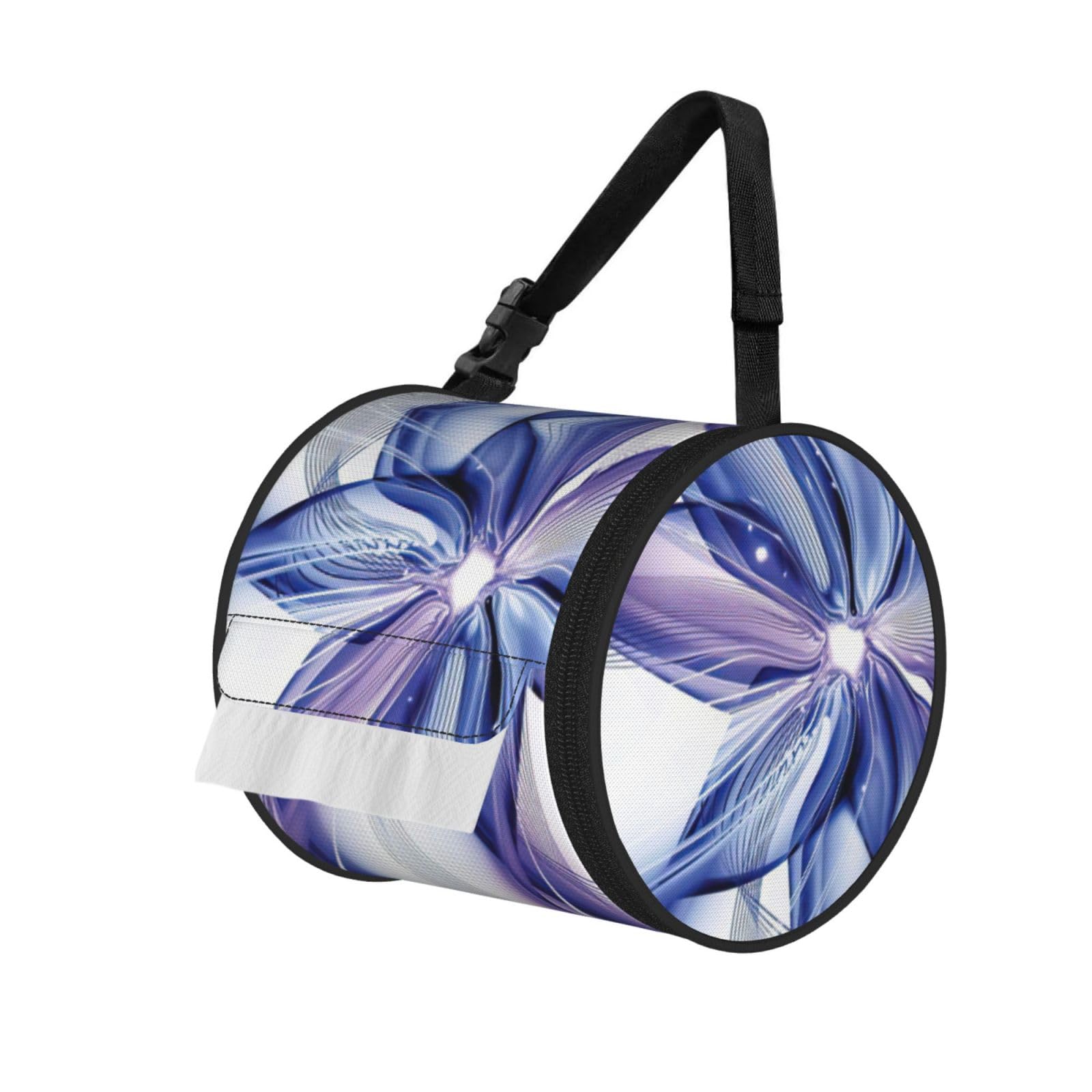 Blue Abstract Flowers Print Fashion Tissues Organizer Box, Hanging Tissue Holder For Purse Coins For Car Office Daily Outing