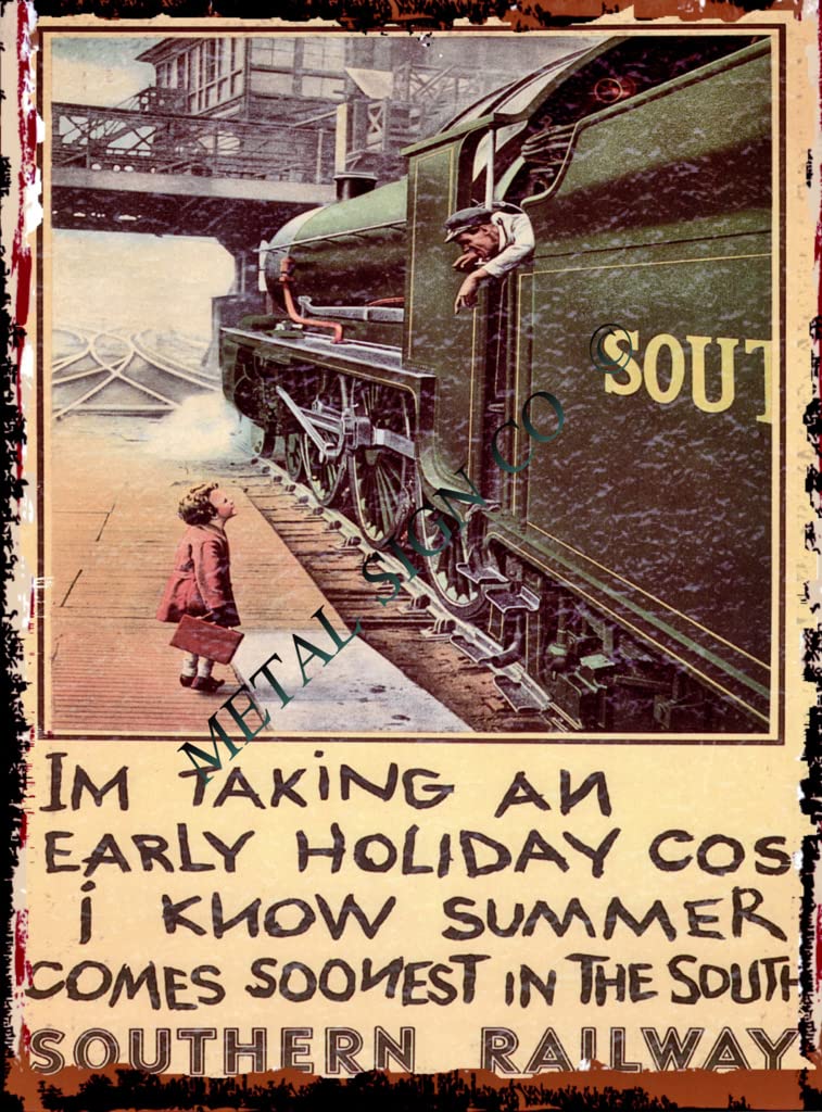 8x10 SOUTHERN RAILWAY SIGN SUMMER HOLIDAYS METAL SIGN RETRO VINTAGE STYLE 8x10in 20x25cm RAILWAY train trains