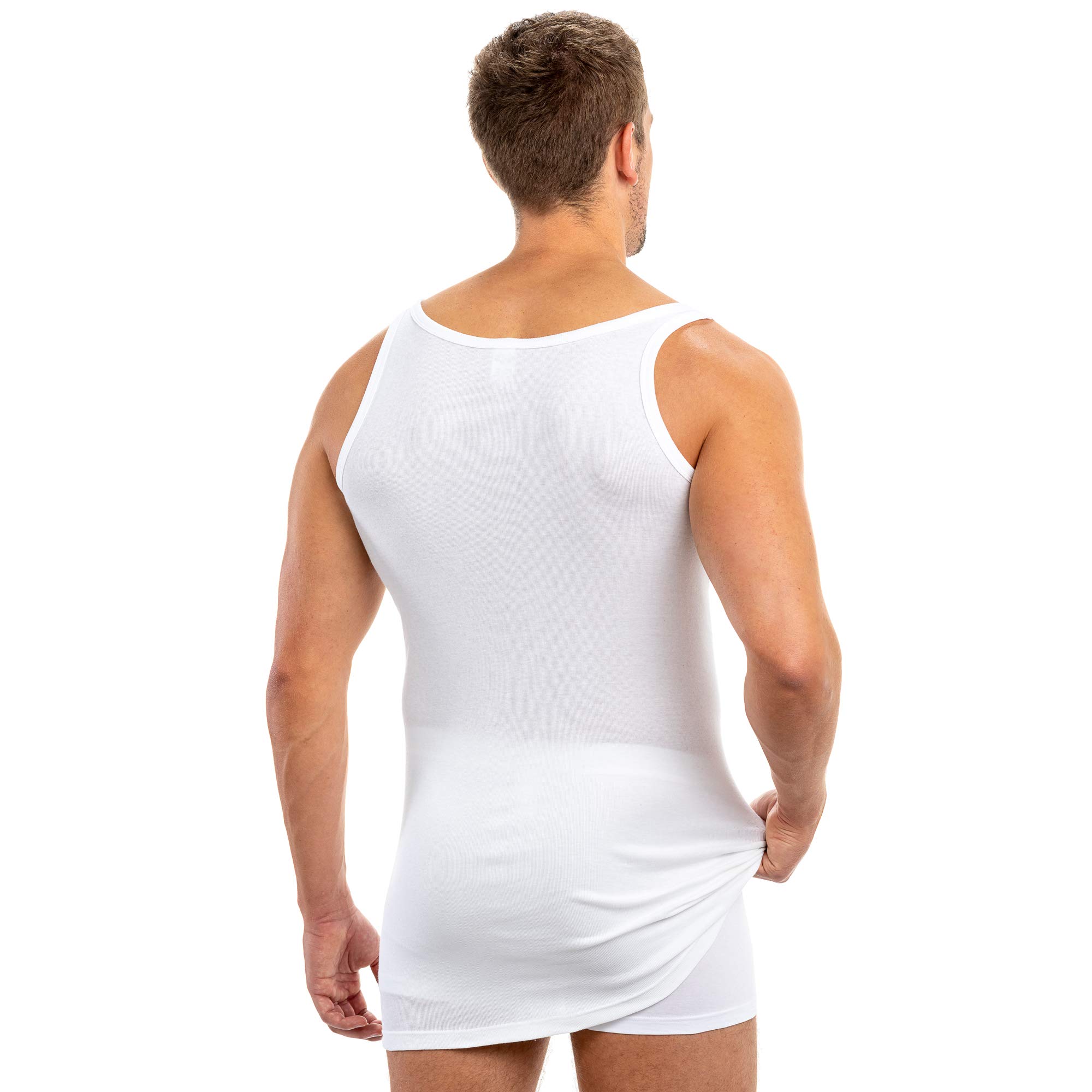 HERMKO 3007 3er Pack extralanges Herren Unterhemd (+10 cm) Tank Top aus 100% Bio-Baumwolle