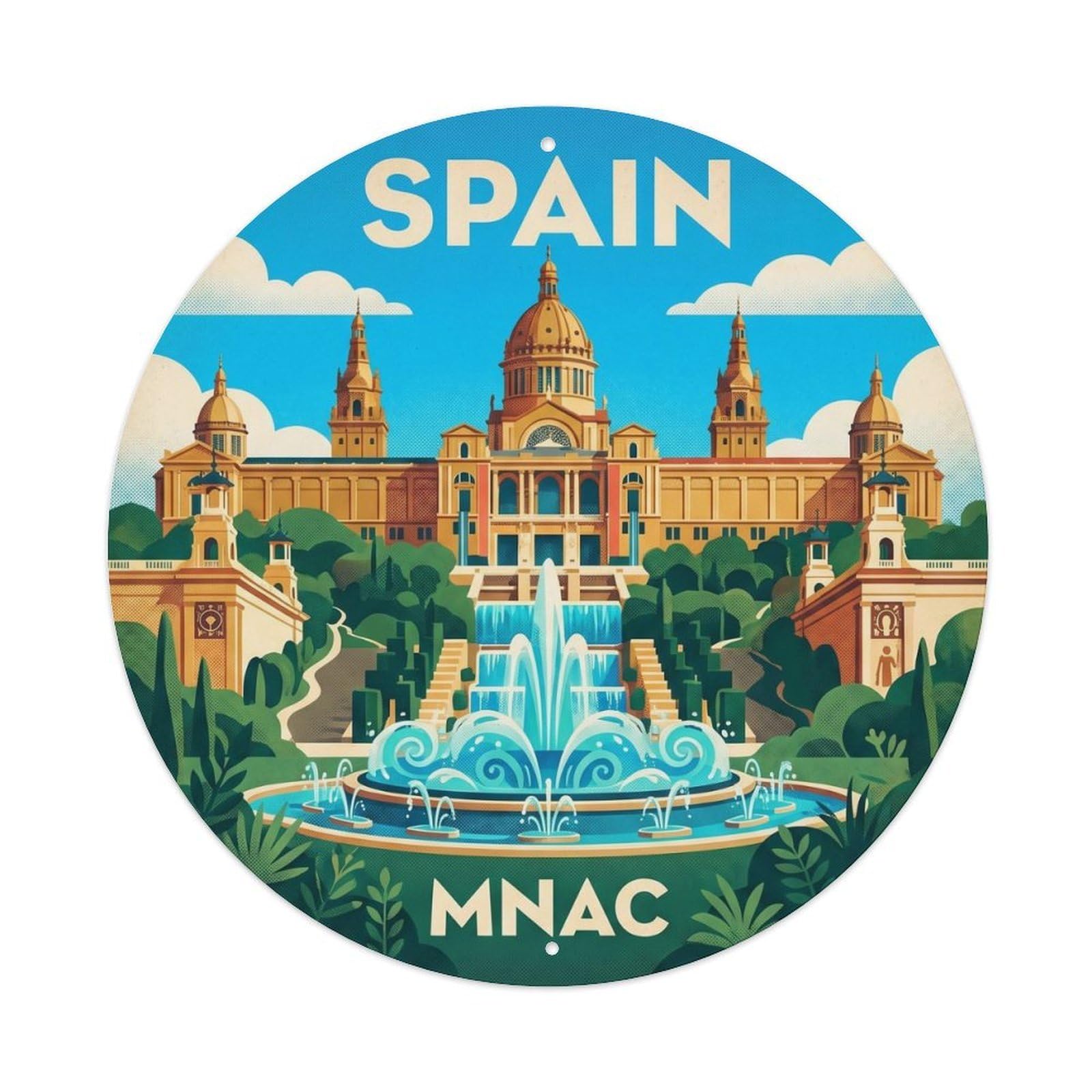 Barcelona MNAC Spain Urban Travel Destination Metal Tin Sign