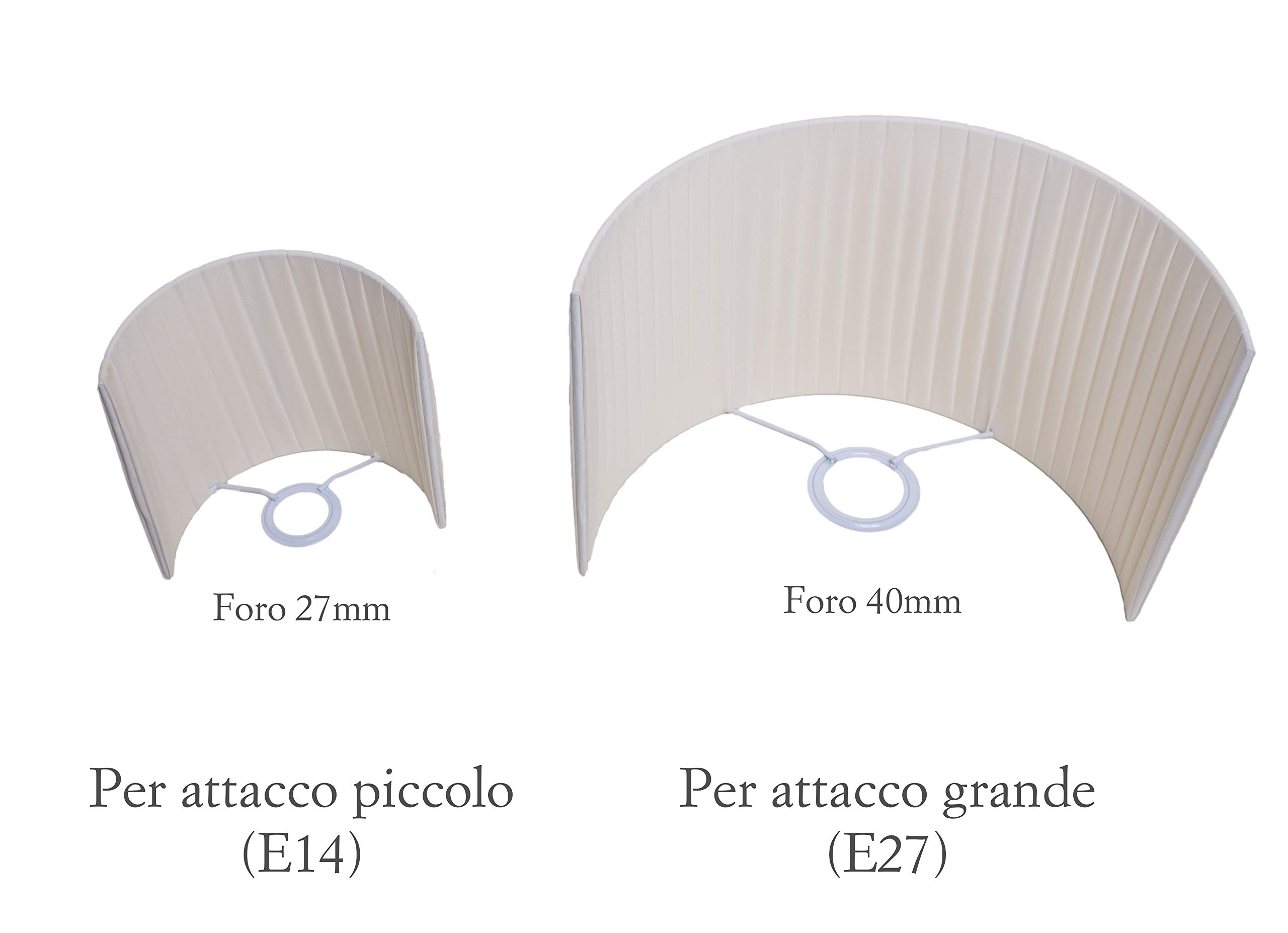 Paralume Ventolina in tessuto per lampada e applique da parete fatto interamente a mano in 2 misure e 12 colori (Nero, 15 cm (attacco E14))