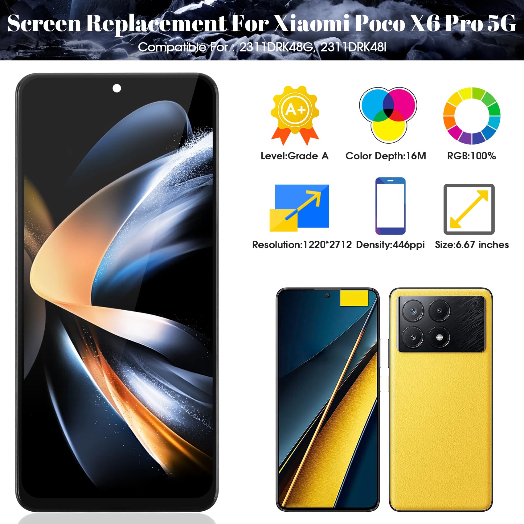 Amazon.com: TFT For Xiaomi Poco X6 Pro 5G LCD Screen Replacement