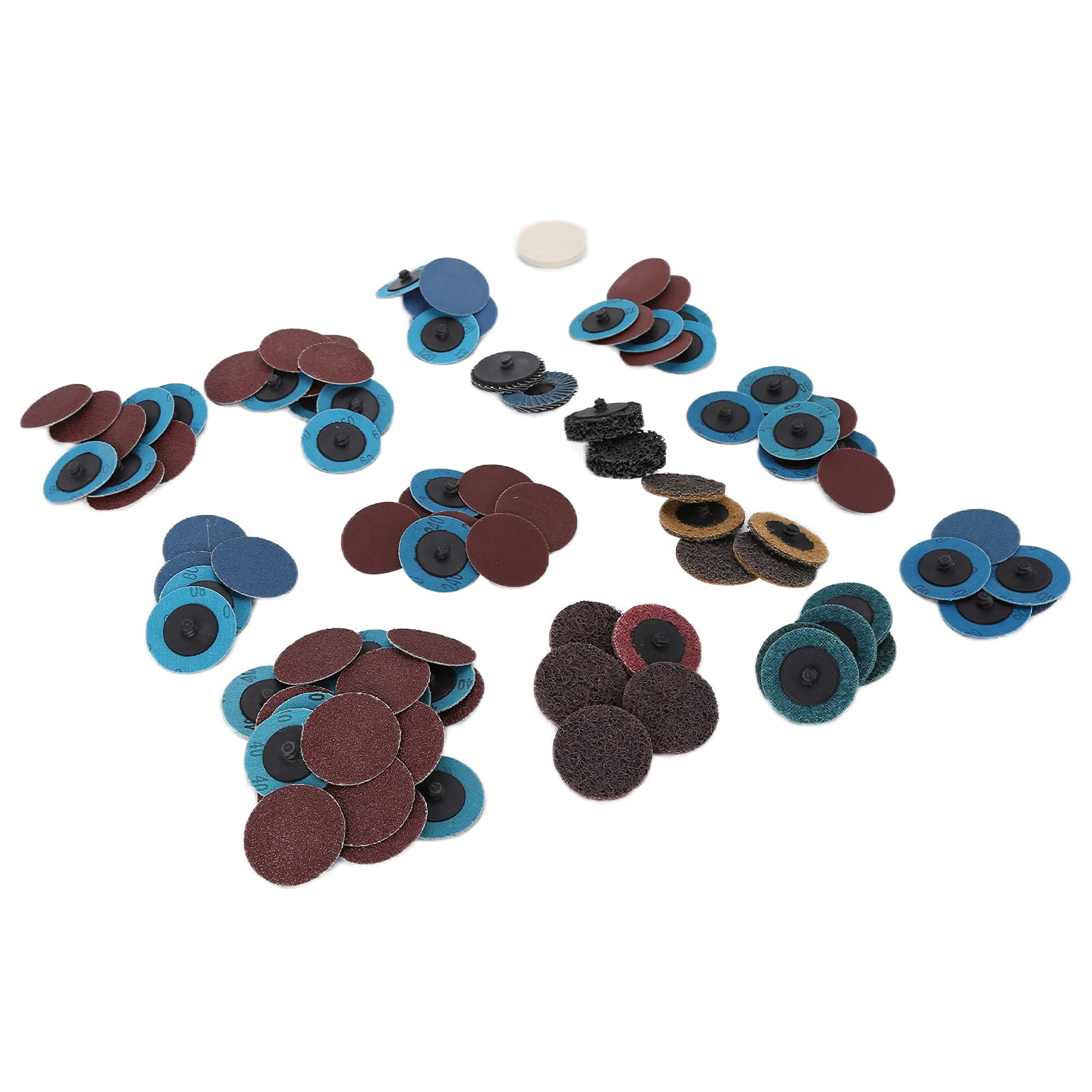 Ejoyous Juego de Discos de Lijado Kit de Almohadillas de Discos de Lijado de Nailon 101 Piezas con Corindón de Alúmina y Circonio de Grano 40 a 240 para Pulido de Madera Desbarbado de Metales